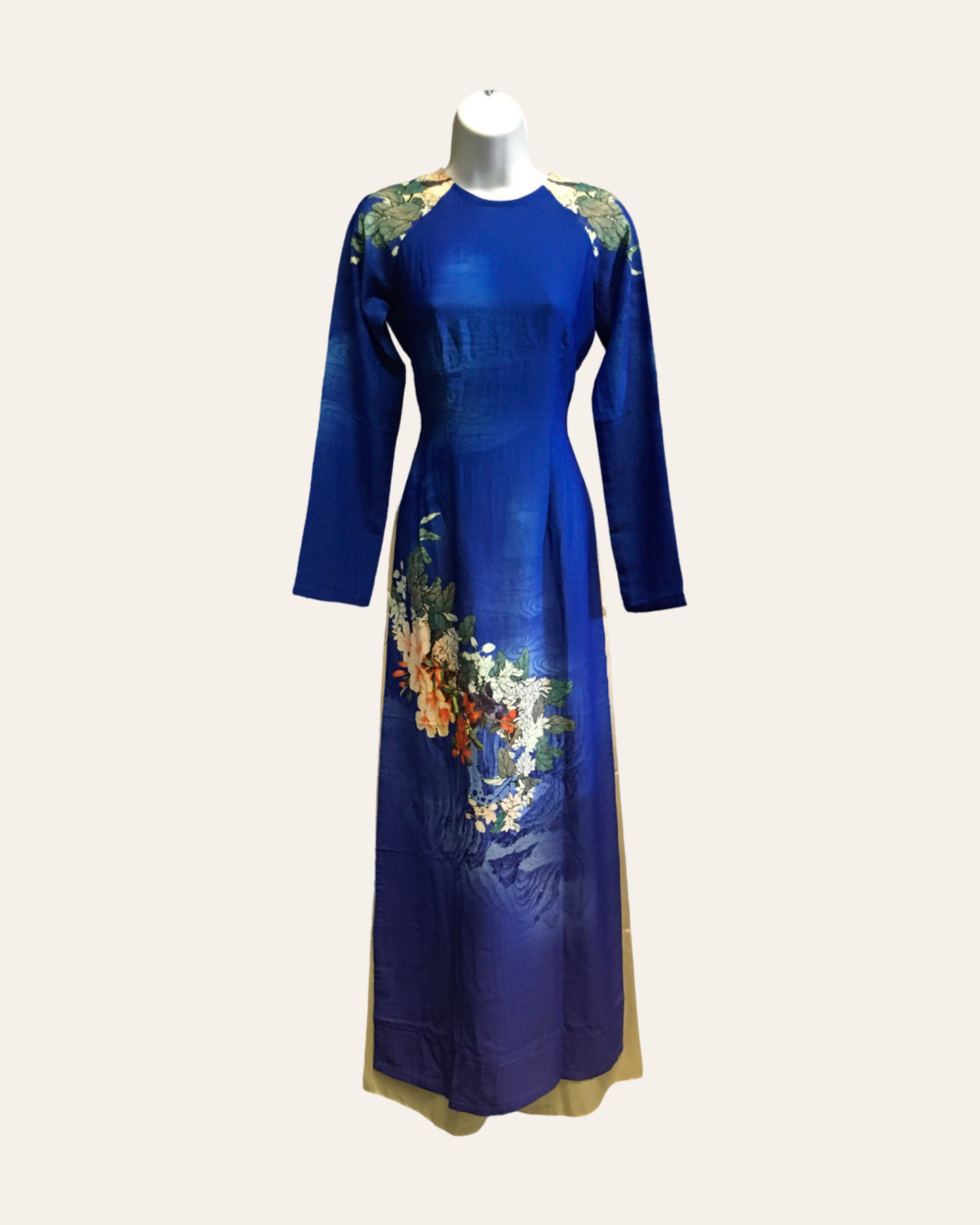 Royal Blue Flower Ao Dai