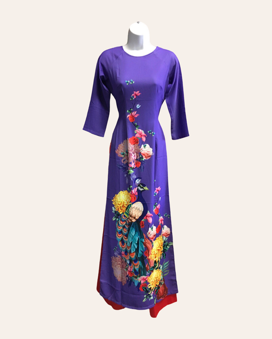 Purple Peacock Flower Ao Dai