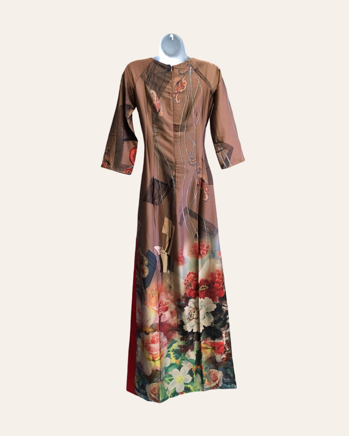 Brown Pattern Ao Dai