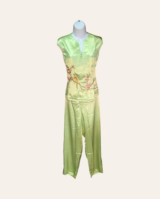 Green Birds and Blossoms Pajama