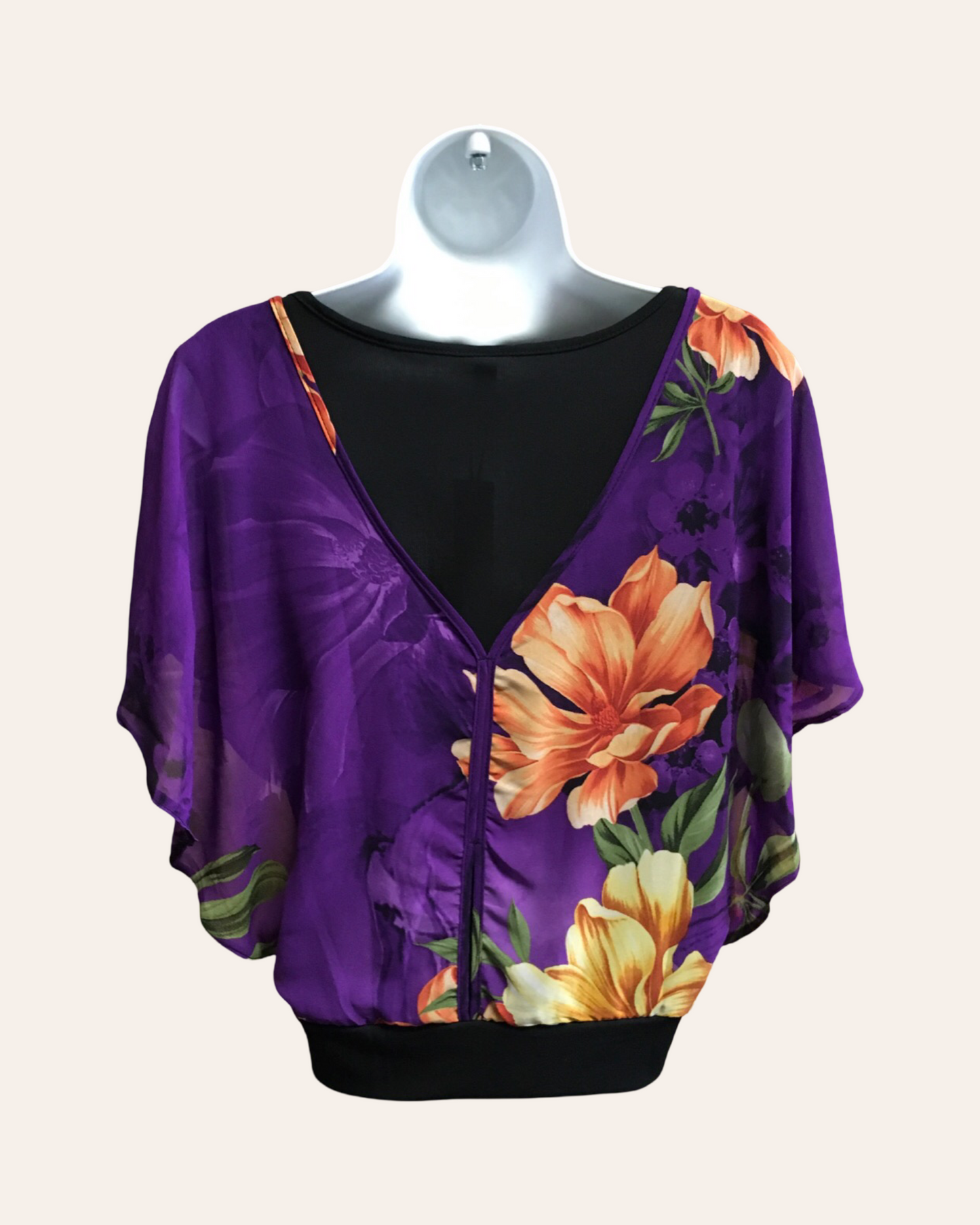 Purple V Neck Floral Top