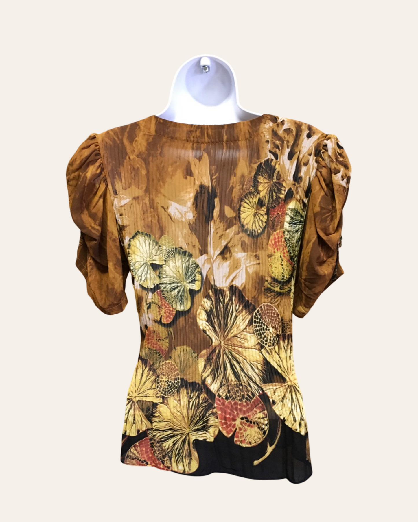 Brown Lily Pad Pleated Top