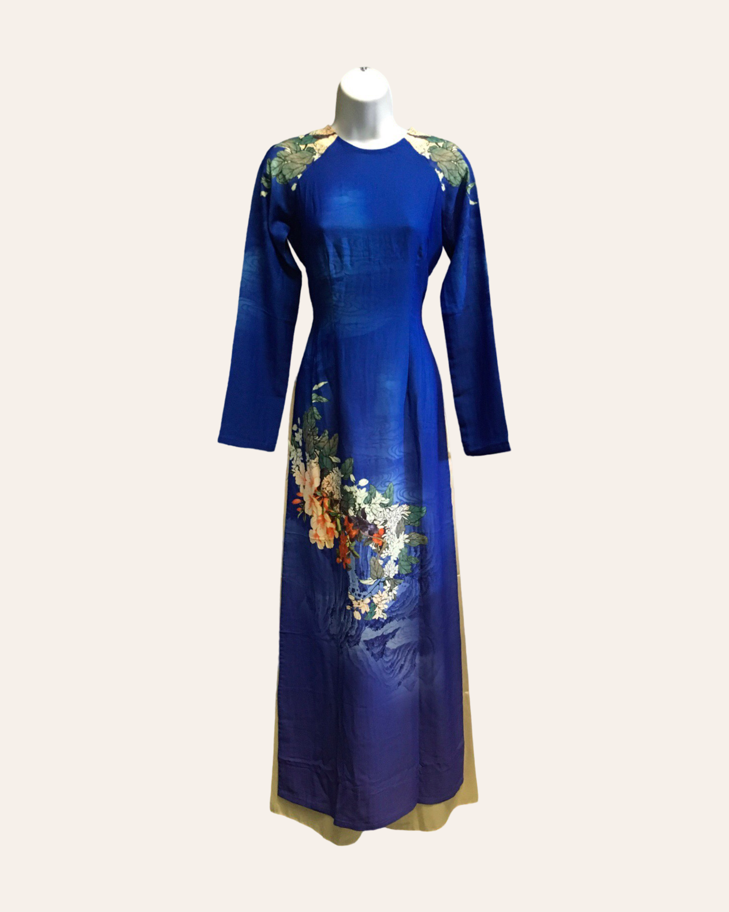 Royal Blue Flower Ao Dai