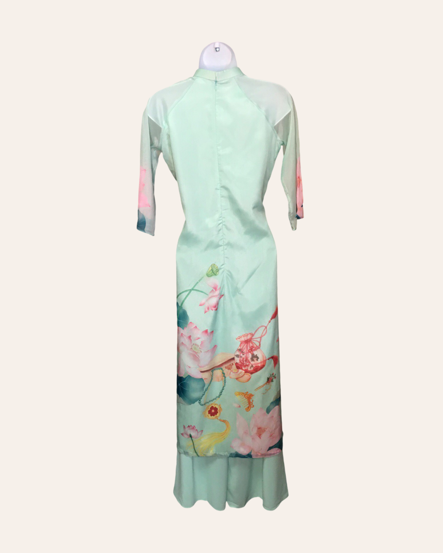 Teal Majestic Lily Ao Dai