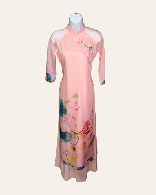 Pink Majestic Lily Ao Dai