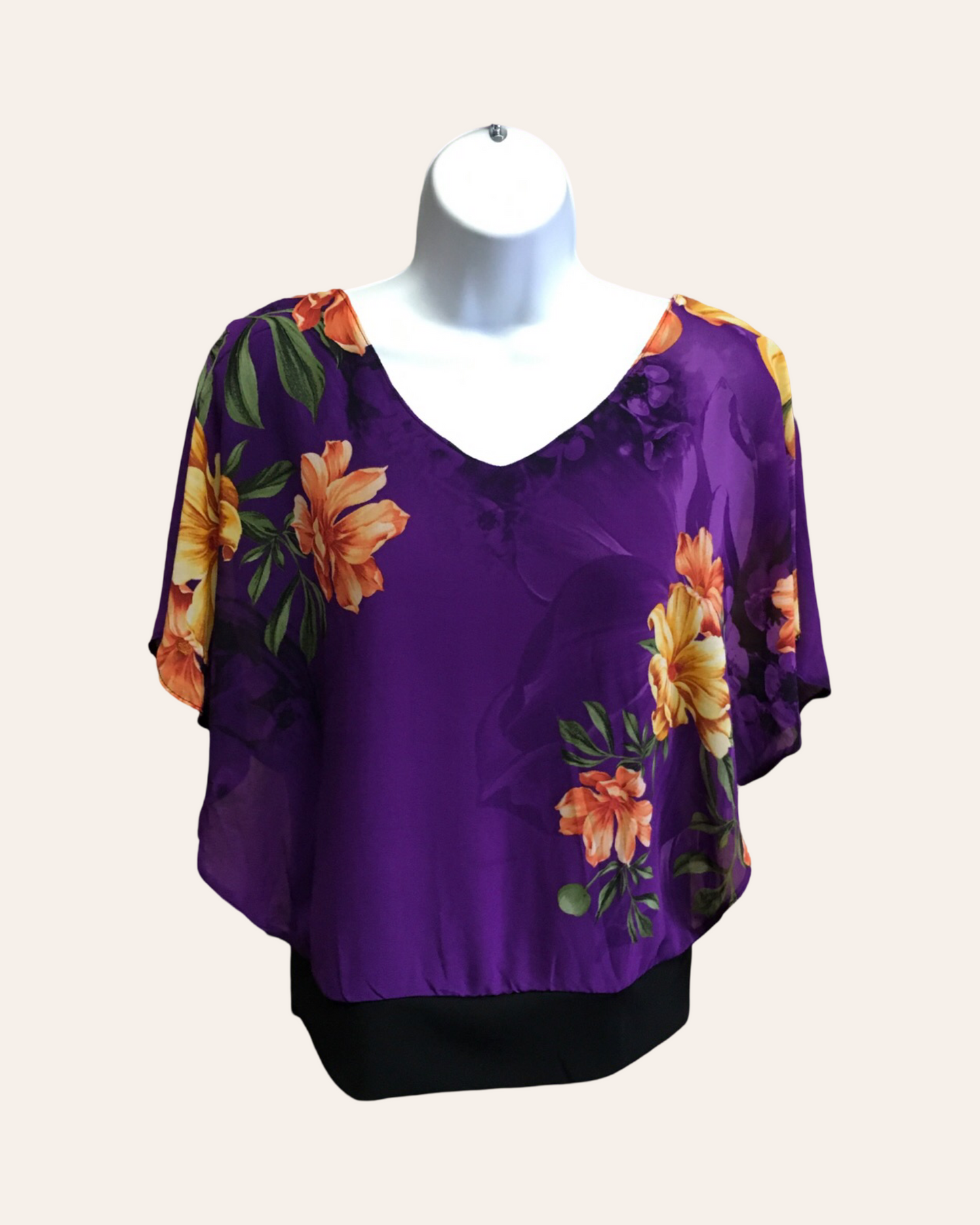 Purple V Neck Floral Top