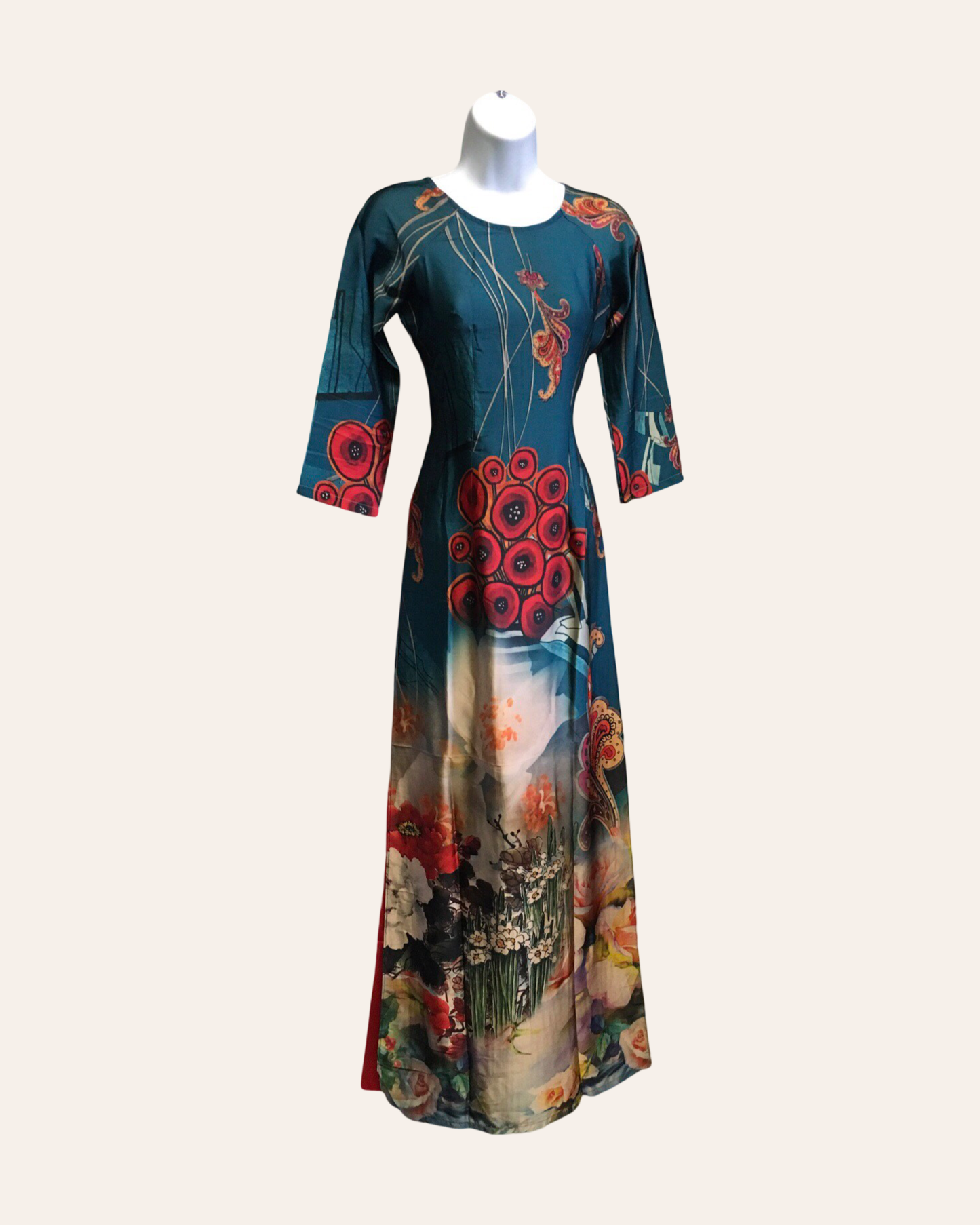 Blue Pattern Ao Dai