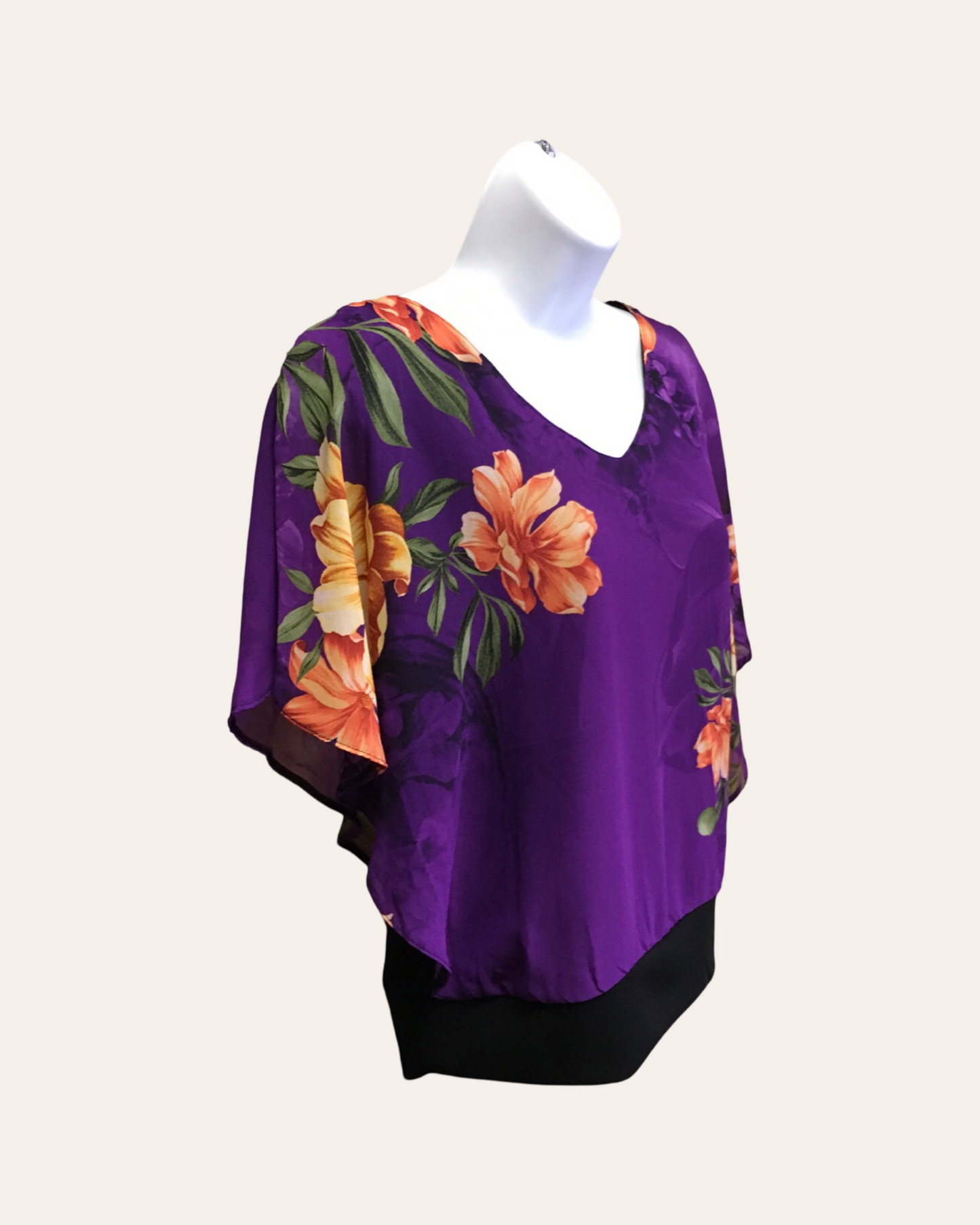 Purple V Neck Floral Top