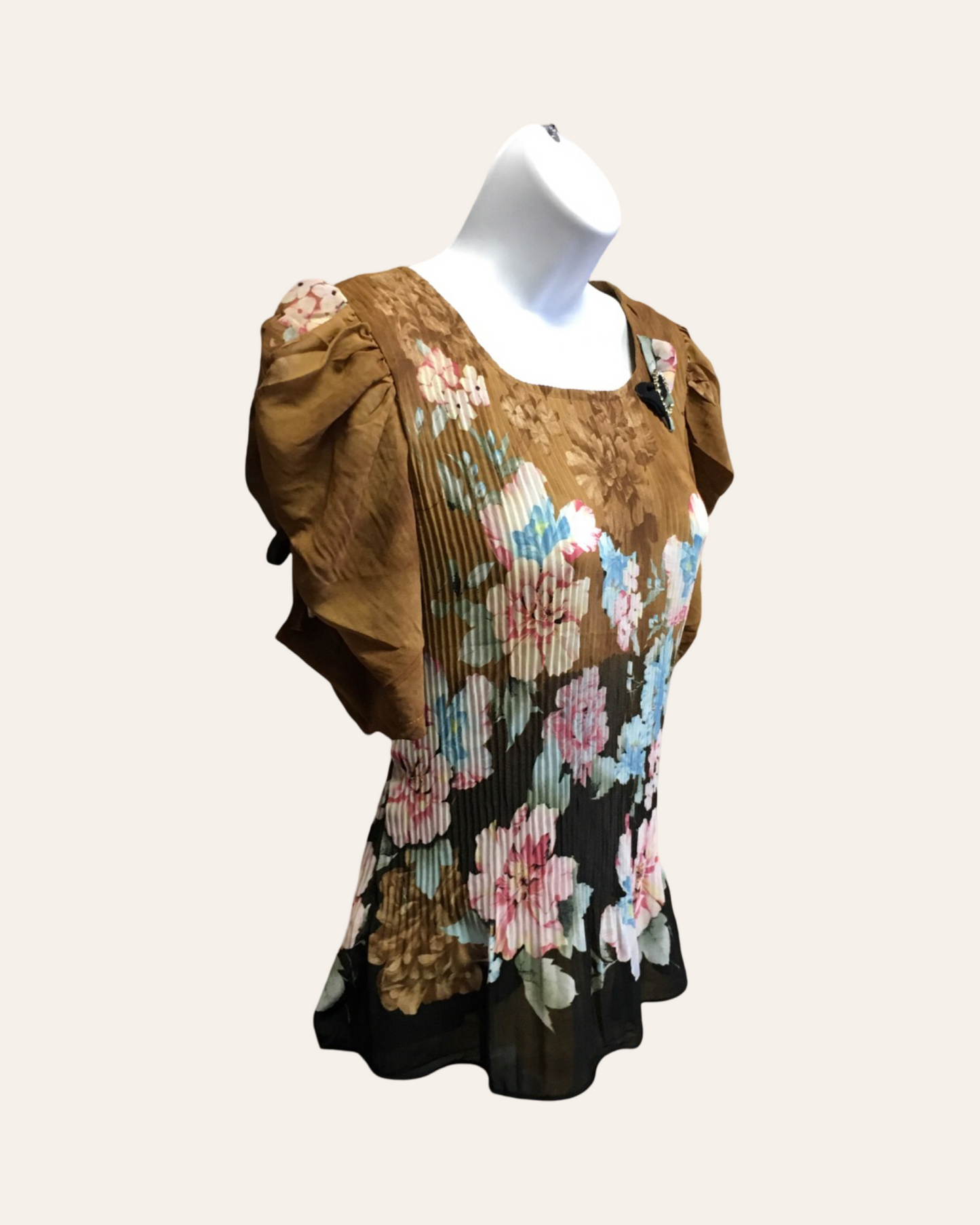 Multicolor Flower Pleated Top